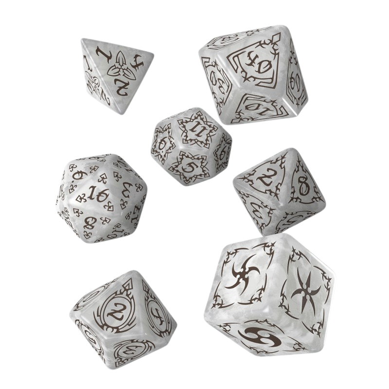 Q-Workshop - Tribal Dice Set: Pearl & Brown
