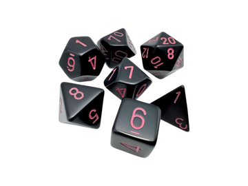 Chessex - Opaque Black/pink Polyhedral 7-Dice Set