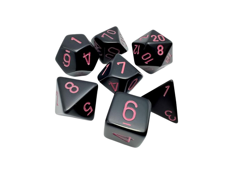 Chessex - Opaque Black/pink Polyhedral 7-Dice Set