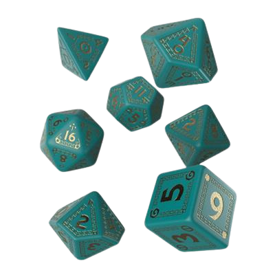 RuneQuest Turquoise & gold Dice Set (7)
