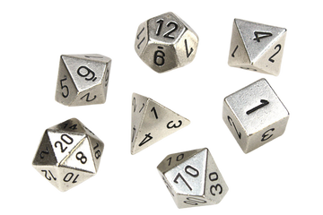 Chessex Specialty Dice Sets - Solid Metal Silver Colour Poly 7 die set