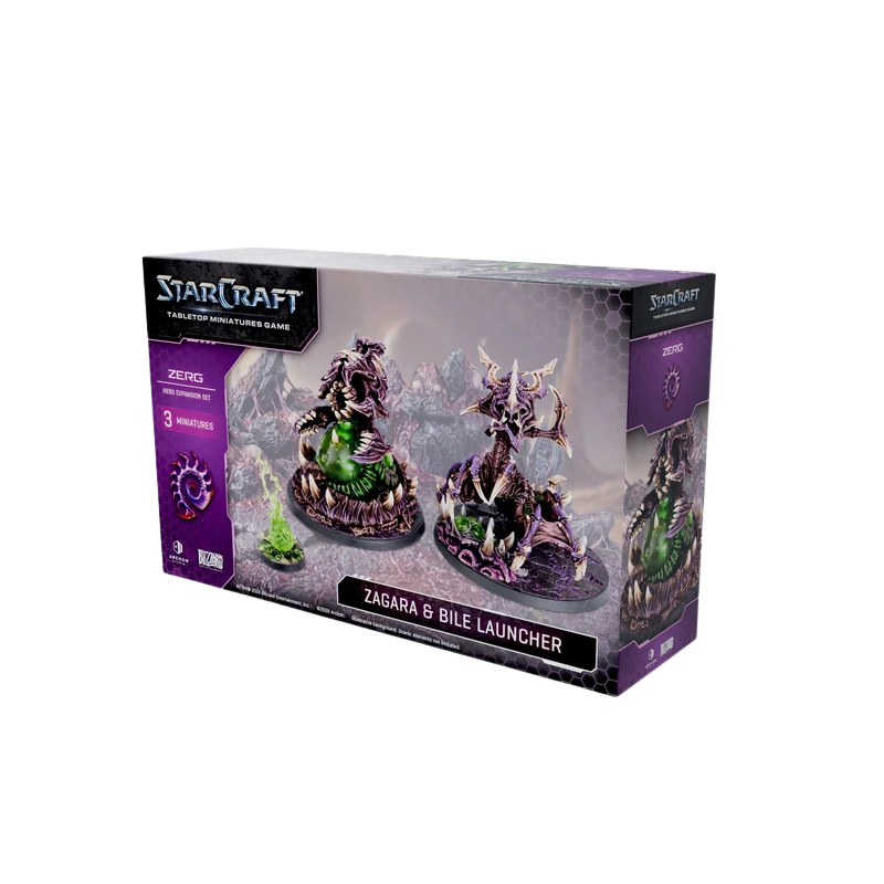 Caixa StarCraft Tabletop Miniatures Game - Zagara & Bile Launcher, Zerg Hero Expansion Set