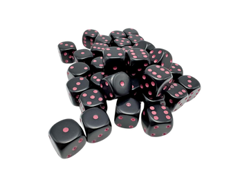 Chessex - Opaque Black/pink 12mm d6 Dice Block (36 dice)