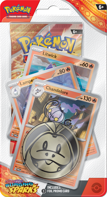 Pokémon TCG: Scarlet & Violet 8 Surging Sparks Premium Checklane - Litwick/ Lampent/ Chandelure