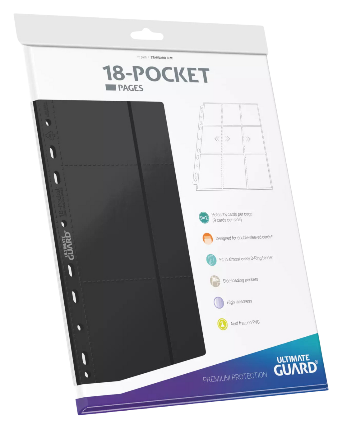 Ultimate Guard 18-Pocket Pages Side-Loading Black (10)