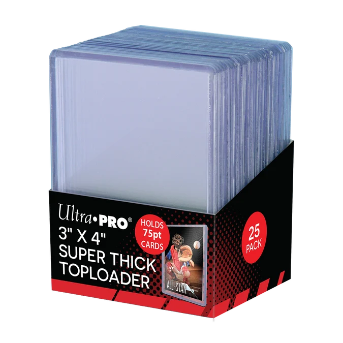 UP - 3" x 4" Thick 75PT Toploader (25 Pieces)