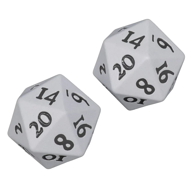 UP - Vivid Heavy Metal D20 Dice - White
