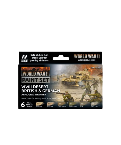 Model Color Set: WWII Desert British & German Armour & Infantry (6)