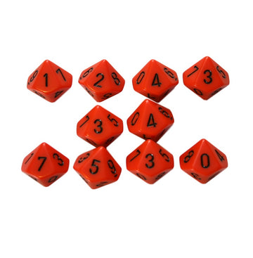 Chessex Opaque Polyhedral Ten d10 Set - Red/black