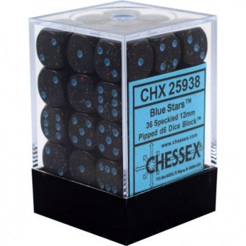 Chessex Dice Block: Speckled Blue Stars - 12mm D6 (36)