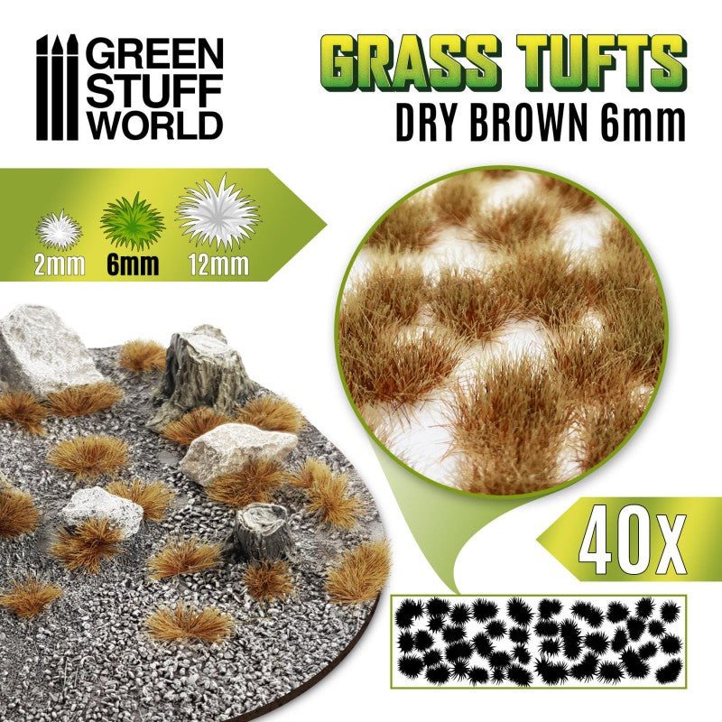 Green Stuff World - Grass TUFTS - 6mm self-adhesive - DRY BROWN