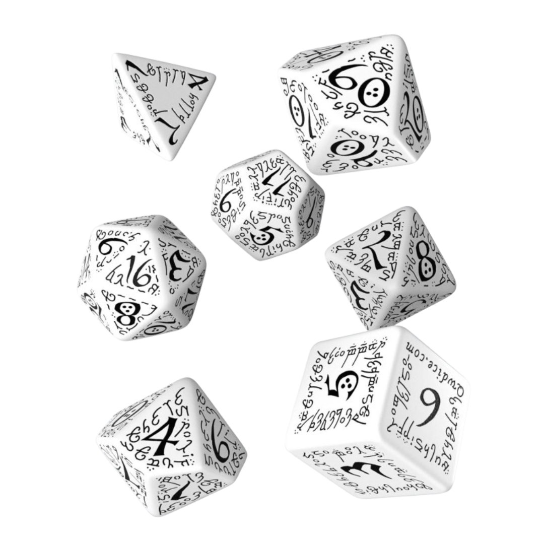 Q Workshop - Elvish White & Black Dice Set (7)