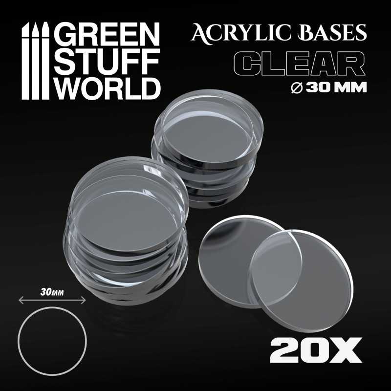 Green Stuff World - Acrylic Bases - Round 30 mm Clear (20)