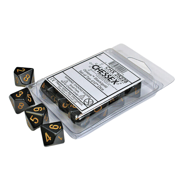 Chessex Opaque Polyhedral Ten d10 Set - Black/gold
