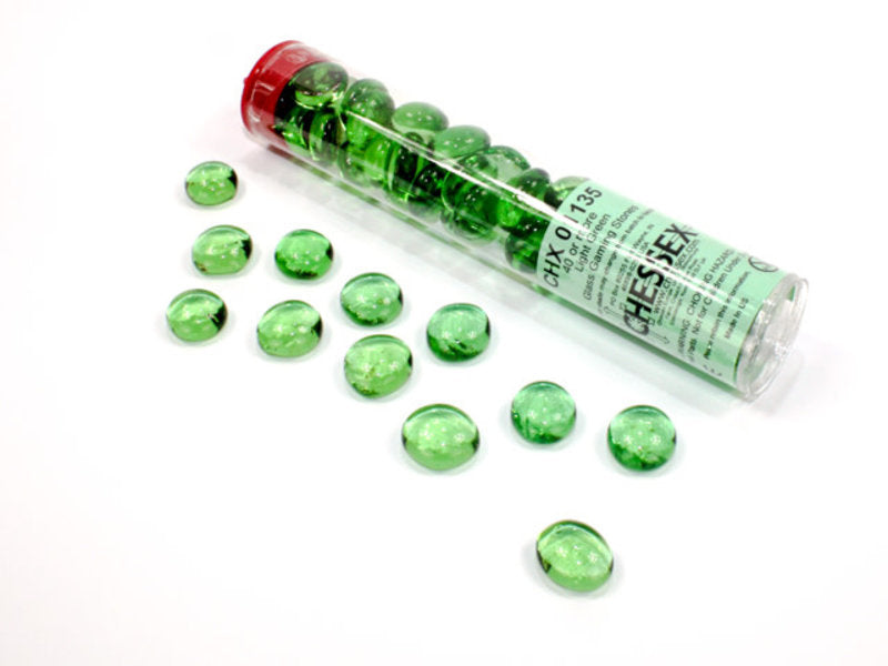 Chessex Gaming Glass Stones in Tube - Crystal Light Green (40)