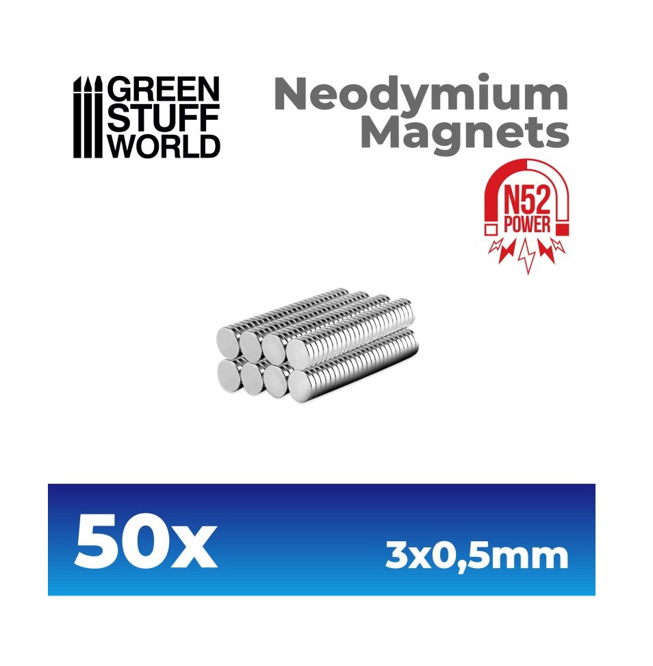 Green Stuff World - Neodymium Magnets 3x0'5mm - 50 units (N52)