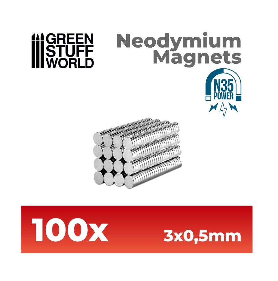 Green Stuff World - Neodymium Magnets 3x0'5mm - 100 units (N35)