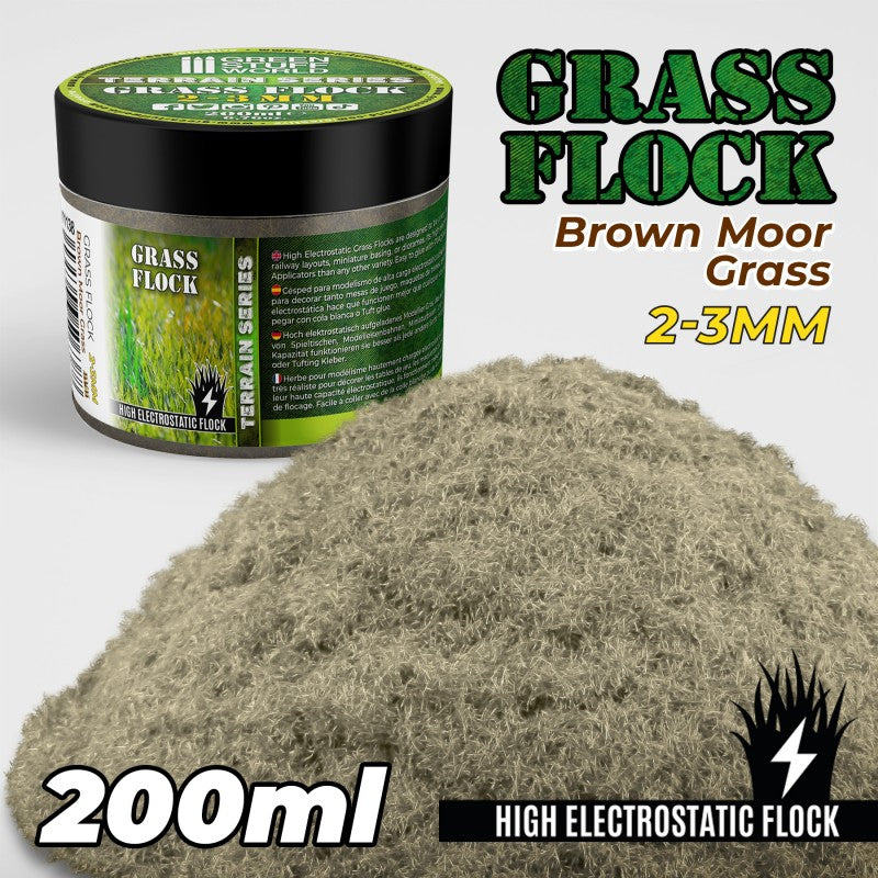 Green Stuff World - Static Grass Flock 2-3mm - Brown Moor Grass - 200 ml