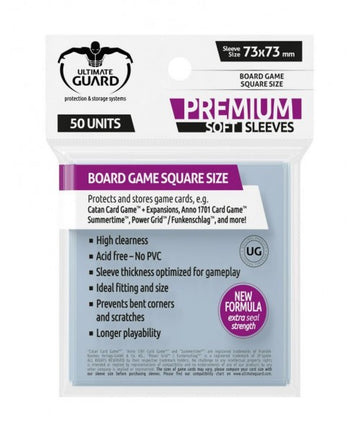 Ultimate Guard Premium Soft Sleeves Board Game Square Size (50)